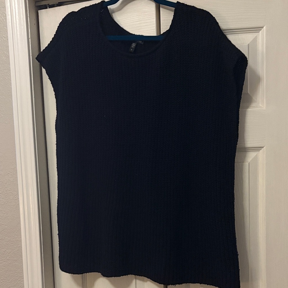 Eileen Fisher Black Short Sleeve Knit Top